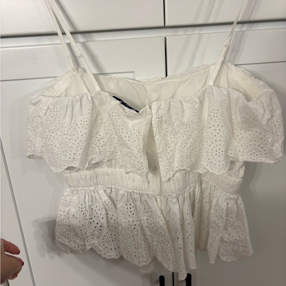 White Eyelet Ruffle Top - Picture 4 of 7
